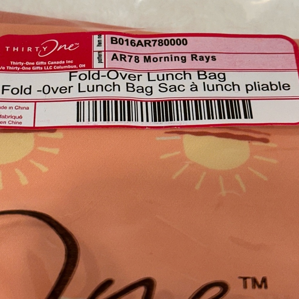 NWT Thirty One Fold Over Lunch Bag. Pattern Morning Rays. - Picture 4 of 9